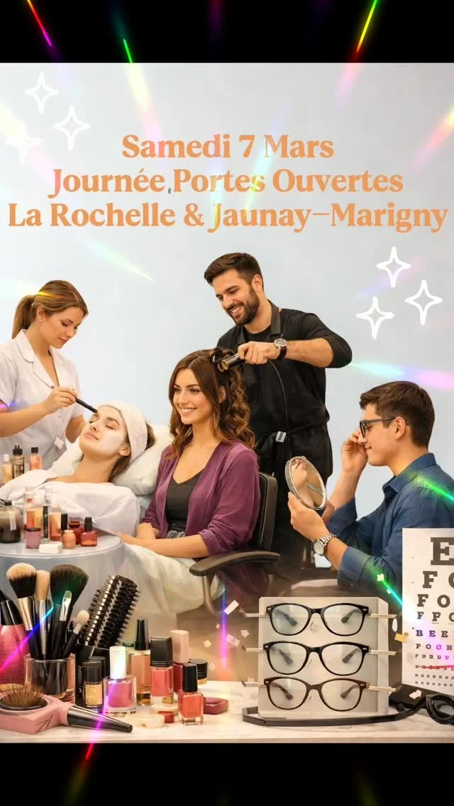 ✨ JOURNÉE PORTES OUVERTES – DEMAIN ! ✨

📅 Samedi 7 Mars
🕘 de 9h à 17h

Envie de découvrir nos formations et de construire ton avenir dans un métier passion ? 💇‍♀️💄👓

Nous t’accueillons demain lors de notre Journée Portes Ouvertes !

✅ Visite du centre
✅ Rencontre avec l’équipe pédagogique
✅ Infos sur les formations, les débouchés, l’alternance
✅ Réponses à toutes tes questions

🎓 Formations proposées :
💇‍♂️ Coiffure
💄 Esthétique
👓 Optique

📍 Viens avec ta famille ou tes amis, nous t’attendons !

- École & CFA MATILE 🎓

#ecolematile #larochelle #jaunaymarigny
